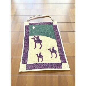 Vtg Victorian Heart 3 Wiseman Star Of Bethlehem Quilted Appliqué Wall Hanging